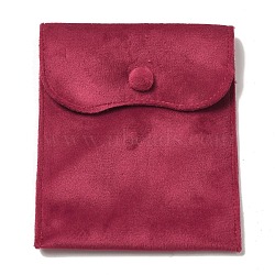 Velvet Jewelry Pouches, Jewelry Gift Bags with Snap Button, for Ring Necklace Earring Bracelet Storage, Rectangle, FireBrick, 14x11x0.2cm(ABAG-K001-01E-01)