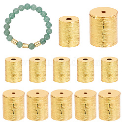 PandaHall Elite 12Pcs 2 Style Brass Drawbench Beads, Long-Lasting Plated, Column, Real 18K Gold Plated, 6.5~9.5x6~8mm, Hole: 1mm, 6pcs/style(KK-PH0005-14)