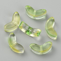 Transparent Handmade Lampwork Beads, Leaf, Champagne Yellow, 6.5x14x5mm, Hole: 1mm(LAMP-CJC0012-01F)