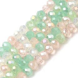 Electroplate Glass Beads Strands, Faceted, Round, Mixed Color, 4mm, Hole: 1mm, about 130pcs/strand, 18.31 inch(46.5cm)(EGLA-C007-04)