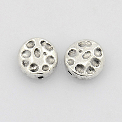 Tibetan Style Alloy Beads, Lead Free & Cadmium Free, Flat Round, Antique Silver, 10x4mm, Hole: 2mm(X-TIBEB-S401-AS-LF)