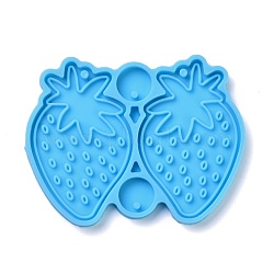 DIY Pendant Silicone Molds, for Earring Making, Resin Casting Molds, For UV Resin, Epoxy Resin Jewelry Making, Strawberry, Deep Sky Blue, 47x61x3.5mm, Hole: 2mm, Inner Diameter: 10mm & 45x28mm(DIY-H154-06E)