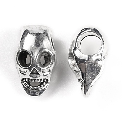 Zinc AlloySpacer Beads, European Bead, Skull, Antique Silver, 15x9x7.7mm, Hole: 4.7mm(FIND-TAC0010-12)