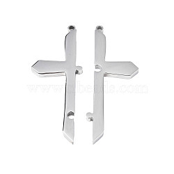 304 Stainless Steel Big Pendants, Cross, Stainless Steel Color, 57x37x3mm, Hole: 2mm(STAS-N095-088)