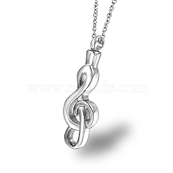 Musical Note Shape Stainless Steel Pendant Necklaces, Urn Ashes Necklaces, Stainless Steel Color, no size(QK9956-1)