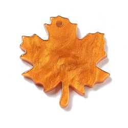 Acrylic Pendants, Leaf, Orange, 26.5x25x2.5mm, Hole: 1.6mm(FIND-M035-05B)