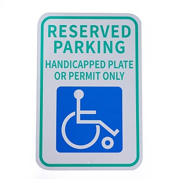 UV Protected & Waterproof Aluminum Warning Signs, Reserved Parking - Handicap Plate Or Permit Only Sign, Green, 450x300x1mm, Hole: 6mm