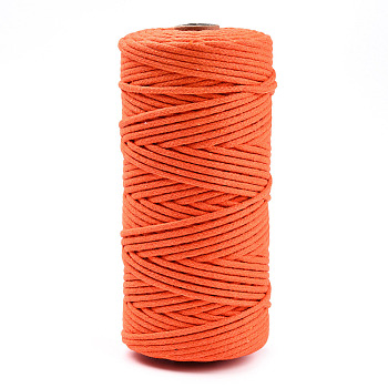 Cotton String Threads, Macrame Cord, Decorative String Threads, for DIY Crafts, Gift Wrapping and Jewelry Making, Dark Orange, 3mm, about 109.36 Yards(100m)/Roll.