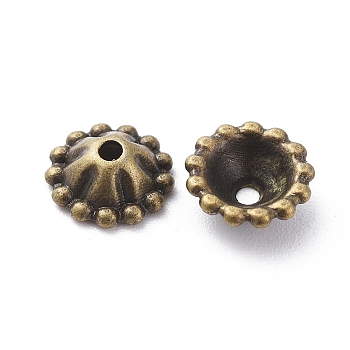 Tibetan Style Alloy Bead Caps, Lead Free & Cadmium Free, Antique Bronze, 8x3mm, Hole: 1mm