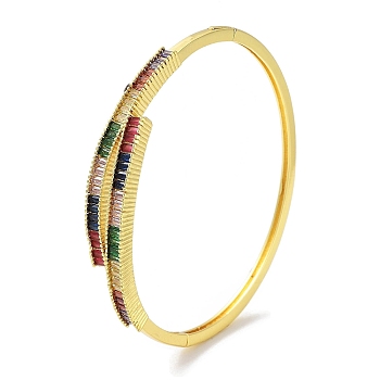 Brass Pave Colorful Glass Hinged Bangles for Women, Real 18K Gold Plated, Real 18K Gold Plated, Inner Diameter: 2-1/4 inch(5.85cm), 5mm