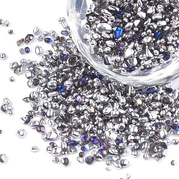 Plated Glass Seed Beads, For Nail Art Decoration Accessories, No Hole/Undrilled, Chip, Sienna, 1.5~5x1.5~2x1.5~2mm, about 450g/bag