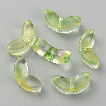 Transparent Handmade Lampwork Beads, Leaf, Champagne Yellow, 6.5x14x5mm, Hole: 1mm