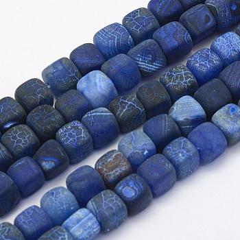 Natural Agate Beads Strands, Dyed & Heated, Cube, Alice Blue, 8~10x8.5~9x8.5~9mm, Hole: 1mm, about 41pcs/strand, 14.7 inch(37.5cm)