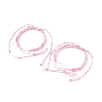 2Pcs Nylon Braided Bracelet Makings, Pink, Inner Diameter: 2 inch(5.2cm)