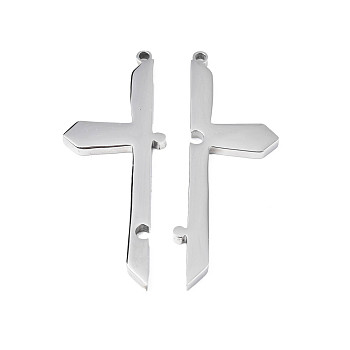 304 Stainless Steel Big Pendants, Cross, Stainless Steel Color, 57x37x3mm, Hole: 2mm