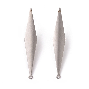 201 Stainless Steel Stud Earring Findings, with Horizontal Loop and 316 Stainless Steel Pin, Rhombus, Stainless Steel Color, 46x8mm, Hole: 1.4mm, Pin: 0.7mm