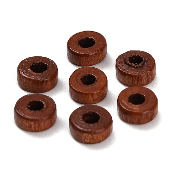 Maple Wood Beads, Flat Round, Camel, 8x4mm, Hole: 3mm