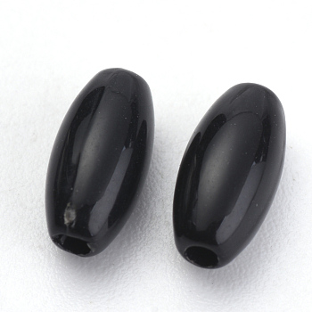 Opaque Acrylic Beads, Rice, Black, 8x4mm, Hole: 1.2mm, about 6830pcs/500g