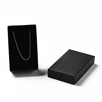 Texture Paper Necklace Gift Boxes, with Sponge Mat Inside, Rectangle, Black, 8.1x5.1x2.7cm, Inner Diameter:4.6x7.3cm, Deep: 2.5cm