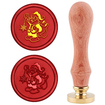 DIY Scrapbook, Brass Wax Seal Stamp and Wood Handle Sets, Father Christmas, for Christmas, Golden, 8.9x2.5cm, Stamps: 25x14.5mm