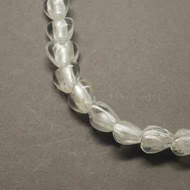 Perles en verre d'argent feuille manuelles(FOIL-R050-12x8mm-17)-2