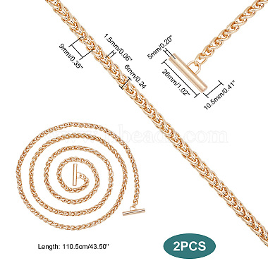 Taschengriffe aus Zinklegierung mit Weizenkette(FIND-WH0042-95G)-2