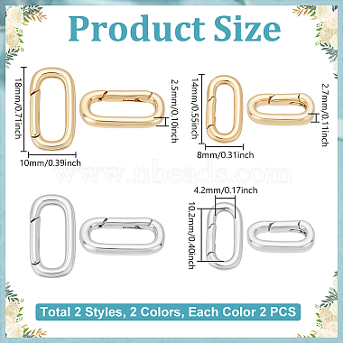 8Pcs 4 Styles Brass Spring Gate Rings(KK-UN0005-38)-3