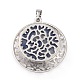 Natural Blue Spot Jasper Pendants with Hollow Platinum Brass Findings(G-P448-A10-P)-3