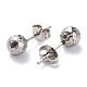 Textured Round Bead 304 Stainless Steel Stud Earring Findings(EJEW-O104-01P-A)-3