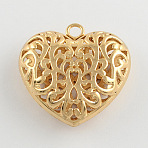 Hollow Tibetan Style Alloy Heart Pendants, Cadmium Free & Nickel Free & Lead Free, Golden, 50x49x16mm, Hole: 5mm(TIBEP-S095-G-NR)