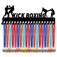 Iron Medal Holder Frame, Medals Display Hanger Rack, 20 Hooks, with Screws, Kick Boxing, Sports, 142x400mm, Hole: 5mm(ODIS-WH0028-065)
