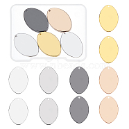 BENECREAT 30Pcs 5 Colors Brass Pendants, Oval, Stamping Blank Tag, Mixed Color, 26x18x0.7mm, Hole: 1mm, 6pcs/color(KK-BC0001-73)