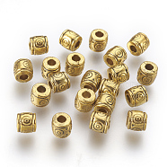 Tibetan Style Beads, Zinc Alloy, Lead Free & Cadmium Free, Column, Antique Golden, 6x6.5mm, Hole: 2~3mm(GLF0089Y)