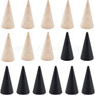 16 Pcs 2 Style Wooden Ring Displays, Cone Shaped Finger Ring Display Stands, Mixed Color, 2.5~5.05x2.5~4.95cm, 8pcs/style(RDIS-NB0001-06)