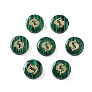 Synthetic Malachite Beads, with Golden Tone Brass Slices, Flat Round with Constellations, Pisces, 15x4mm, Hole: 1mm(G-F775-D07)