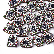 Printed Basswood Cabochons, Colorful, 13x11x3mm(X-WOOD-S045-091)