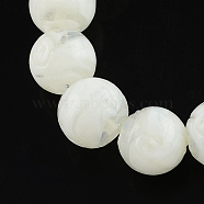 Handmade Lampwork Beads, Round, White, 14mm, Hole: 1~2mm(LAMP-R111-10)