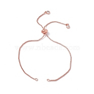 Brass Box Chains Slider Bracelet Makings, with Crystal Rhinestone Chains Tab, Rose Gold, 9-7/8 inch(25.2cm), Hole: 1.8mm(KK-E068-VD012-3)