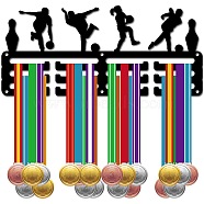 Sports Theme Iron Medal Hanger Holder Display Wall Rack, 3-Line, with Screws, Bowling, Sports, 130x290mm, Hole: 5mm(ODIS-WH0055-178)