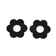 Poplar Wood Pendants, Dyed, Flower, Black, 29.5x27x2mm, Hole: 1.4mm(WOOD-N016-21A)