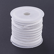 3x1.5mm White Flat Faux Suede Cord, Faux Suede Lace, about 5.46 yards(5m)/roll(X-LW-R003-21)
