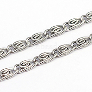 304 Stainless Steel Lumachina Chains, Soldered, Stainless Steel Color, 8.2x3.8x0.8mm(CHS-O005-25C)