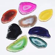 Pendentifs d'agate naturelle, teinte, pépites, couleur mixte, 60~85x35~55x5mm, Trou: 2mm(G-F428-A)