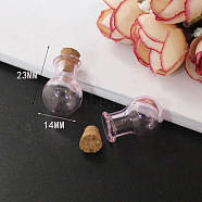 Miniature Glass Bottles, with Cork Stoppers, Empty Wishing Bottles, for Dollhouse Accessories, Jewelry Making, Light Bulb Pattern, 23x14mm(MIMO-PW0001-036D)
