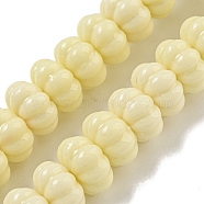 Synthetic Coral Carved Beads Strands, Dyed, Pumpkin, Wheat, 10x6mm, Hole: 0.8mm, about 28pcs/strand, 12.20''(31cm)(CORA-I023-04)