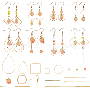 SUNNYCLUE DIY Flower Earring Making Kits, Including Handmade Natural Real Flower Dried Pendants, Natural Malaysia Jade & Glass Beads, Brass Earring Hooks & Cable Chains & Linking Rings, Golden, 18x20x1mm, 2pcs/box(DIY-SC0001-82G)