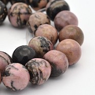 Round Natural Rhodonite Beads Strands, 10mm, Hole: 1mm, about 41pcs/strand, 15.5 inch(G-M136-10mm)
