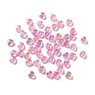 Eco-friendly Transparnt Plastic Beads, AB Colored, Heart, Pearl Pink, 6x6x3mm, Hole: 1.2mm, about 8300pcs/500g(KY-D014-01C)