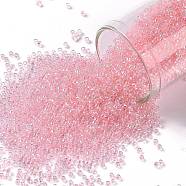 TOHO Round Seed Beads, Japanese Seed Beads, (171) Dyed AB Ballerina Pink, 15/0, 1.5mm, Hole: 0.7mm, about 15000pcs/50g(SEED-XTR15-0171)