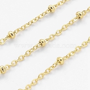 3.28 Feet Ion Plating(IP) 304 Stainless Steel Cable Chains, Satellite Chains, Soldered, Rondelle Beads, Golden, Link: 2.5x2x0.5mm(X-CHS-H007-06G)